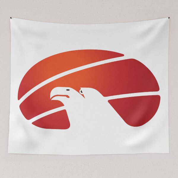Item preview, Rising Sun with an eagle head negative space form in orange and red designed and sold by Wiggly Lines.