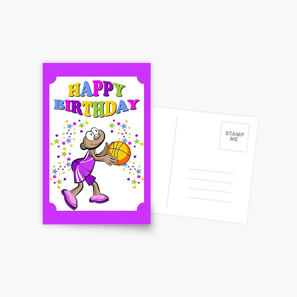 Carte De Vœux Joyeux Anniversaire Joueur De Basket Ball Par Megasitiodesign Redbubble