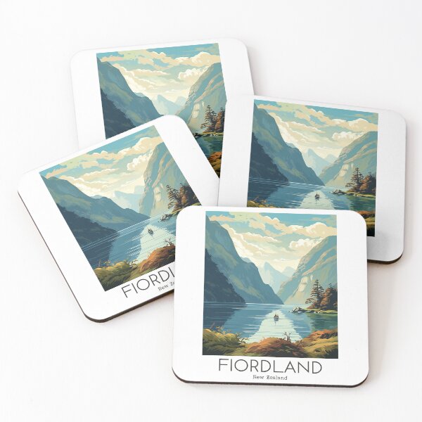 Item preview, A Vintage Travel Illustration of Fiordland National Park - New Zealand designed and sold by GoodOldVintage.