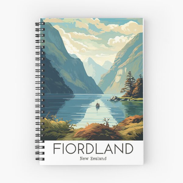 Artikelvorschau, Eine Vintage-Reiseillustration des Fiordland-Nationalparks - Neuseeland entworfen und verkauft von GoodOldVintage.