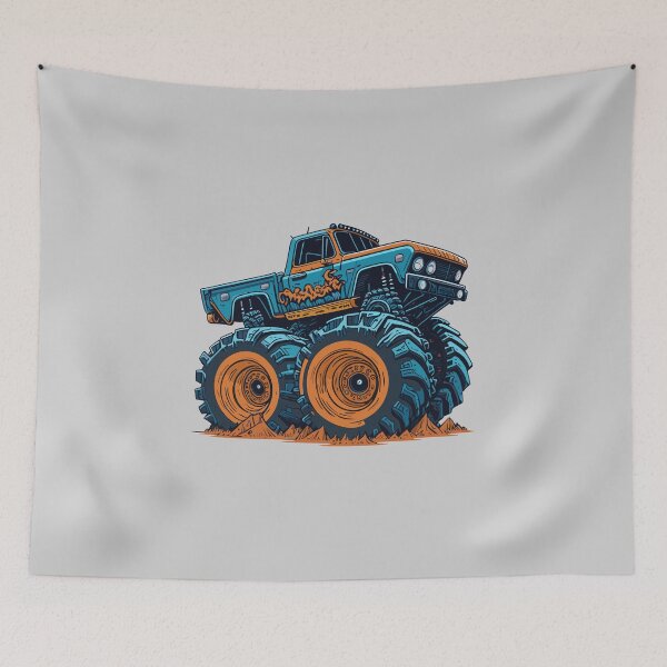Item preview, Monster truck with big wheelies on a dirt track designed and sold by davidbomel-Art.