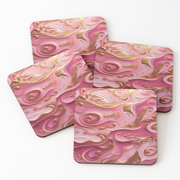 Item preview, Abstract Dark and Light Pink Marble Swirls with Veins of Gold designed and sold by BirdsnStuff.