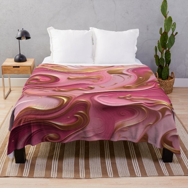 Item preview, Abstract Dark and Light Pink Marble Swirls with Veins of Gold designed and sold by BirdsnStuff.