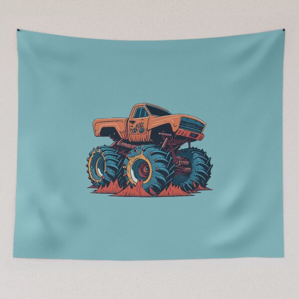 Item preview, Monster truck with big wheelies on a dirt track designed and sold by davidbomel-Art.