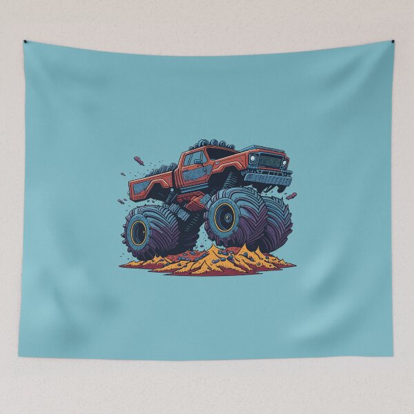Item preview, Monster truck with big wheelies on a dirt track designed and sold by davidbomel-Art.