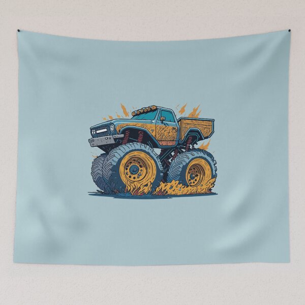 Item preview, Monster truck with big wheelies on a dirt track designed and sold by davidbomel-Art.