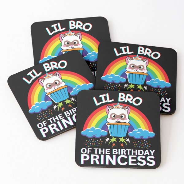 Item preview, Lil Bro Of The Birthday Princess :Cute Cupcake Cat Wearing Crown with rainbow and cloud in background gift for all family members designed and sold by MotivaChic.