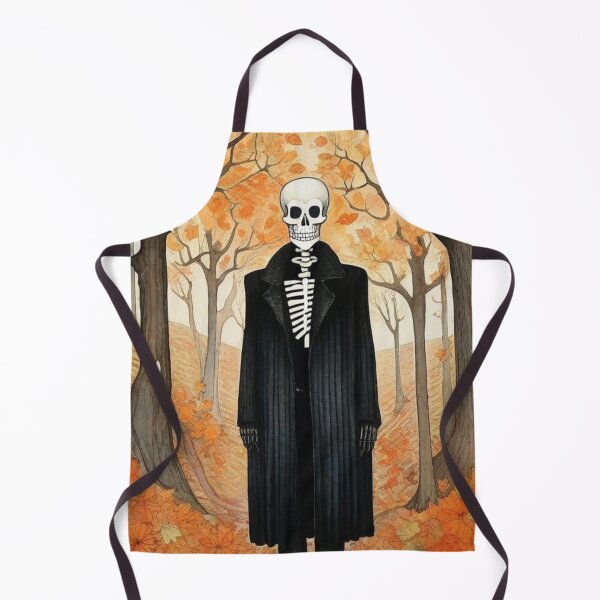 Item preview, Mr. Skeleton in a long black coat on an autumn walk in the forest. designed and sold by SaraSumi.