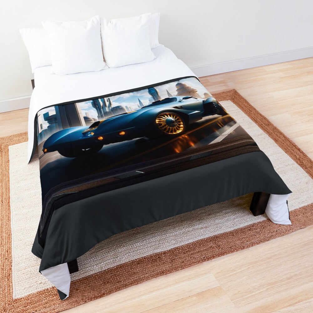 Trimark AS459 All Terrain Sports Coupe Alluring Fantasy AI Concept Art by Xzendor7 Decorative Comforter