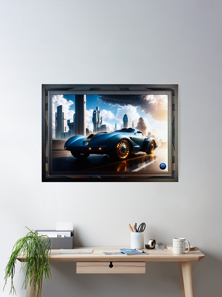 Trimark AS459 All Terrain Sports Coupe Alluring Fantasy AI Concept Art by Xzendor7 Wall Decor Poster