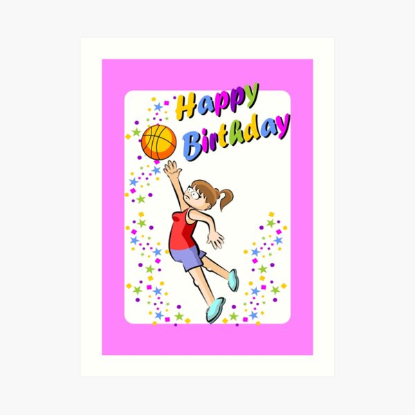 Impression Artistique Joyeux Anniversaire Beau Basketteur Par Megasitiodesign Redbubble