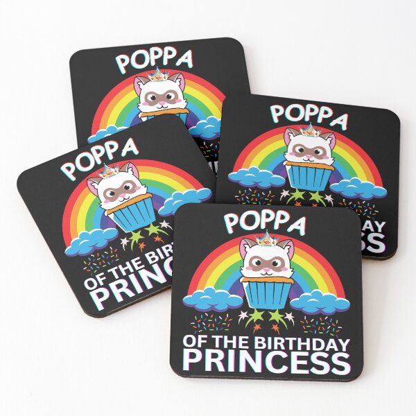 Item preview, Poppa Of The Birthday Princess :Cute Cupcake Cat Wearing Crown with rainbow and cloud in background gift for all family members designed and sold by MotivaChic.