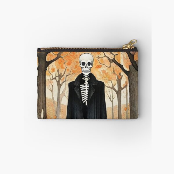 Item preview, Mr. Skeleton in a long black coat on an autumn walk in the forest. designed and sold by SaraSumi.