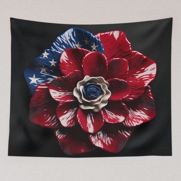 Item preview, American flag flower overlay print designed and sold by dcrc.