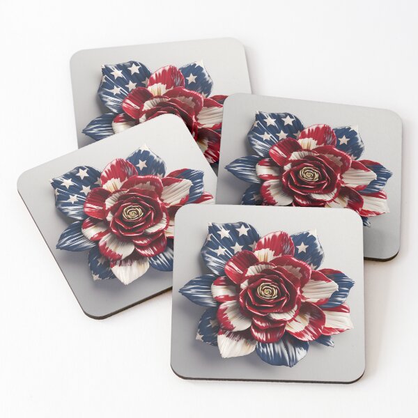 Item preview, American flag flower overlay print designed and sold by dcrc.