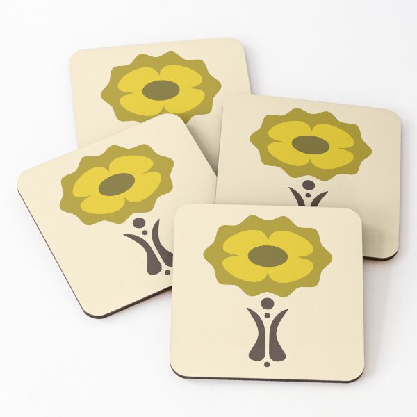 Item preview, KF 0139 C - Vintage Retro Dahlia 70s Floral Pattern in Olive Green designed and sold by KhakiFinch.