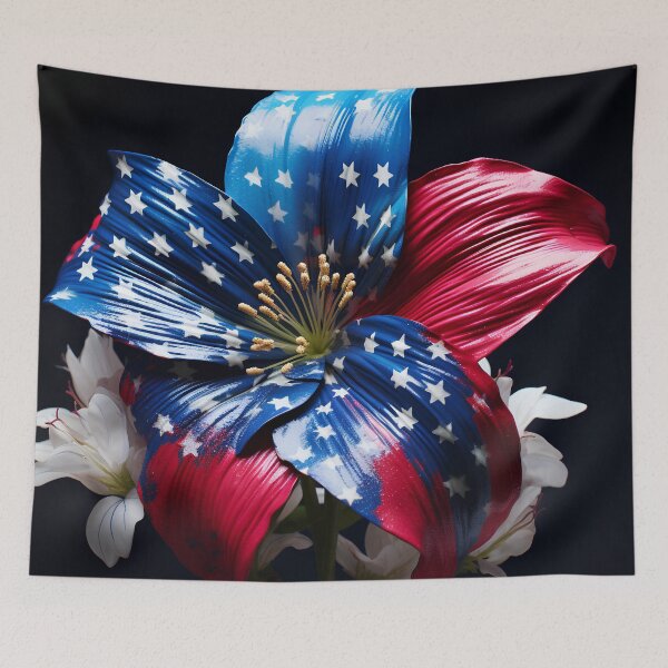 Item preview, american flag flower overlay print designed and sold by dcrc.