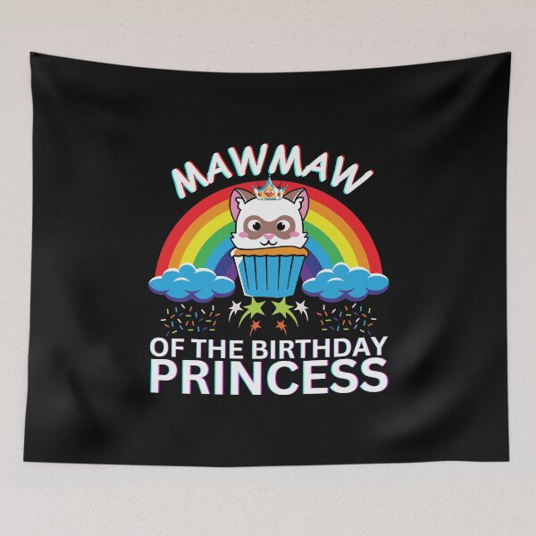 Item preview, Mawmaw Of The Birthday Princess :Cute Cupcake Cat Wearing Crown with rainbow and cloud in background gift for all family members designed and sold by MotivaChic.