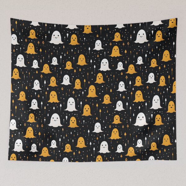 Item preview, Cute Orange and White Halloween Ghosts designed and sold by Blue-Banana.