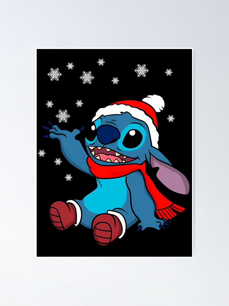 Poster for Sale avec l'œuvre « Lilo & Stitch Noël Bonnet de Noel Stitch  Portrait » de l'artiste RachelPgfd