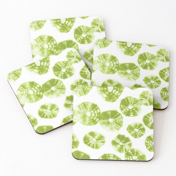 Item preview, Shibori Kumo tie dye lime green dots over white designed and sold by marufemia.