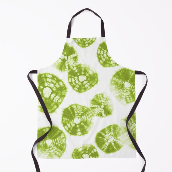 Item preview, Shibori Kumo tie dye lime green dots over white designed and sold by marufemia.