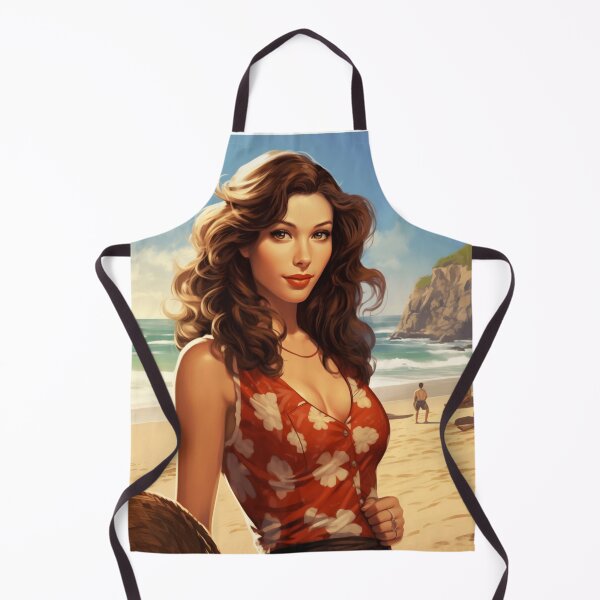 Item preview, A Vintage Pin Up Girl at the Beach Illustration designed and sold by GoodOldVintage.