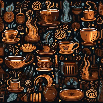 Artwork thumbnail, Coffee lovers creative pattern by SmileshareShop