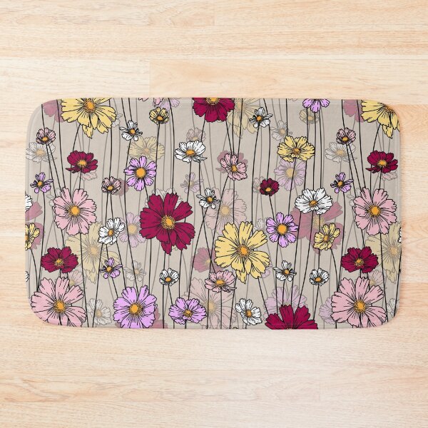Item preview, Cosmos flowers on beige - seamless patter designed and sold by Smetankinaart.