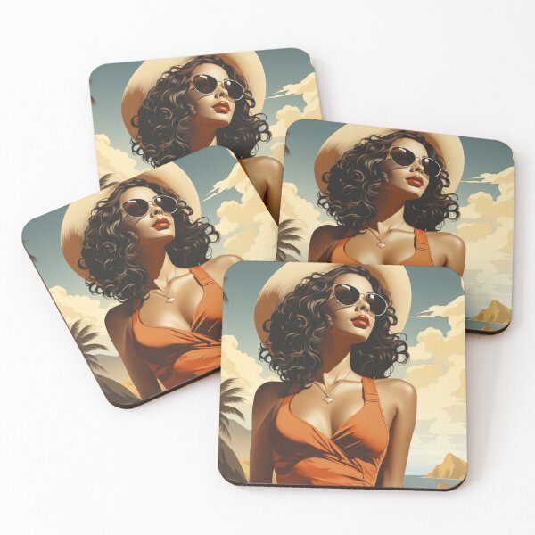 Item preview, A Vintage Retro Illustration of a Beautiful Woman at the Beach designed and sold by GoodOldVintage.