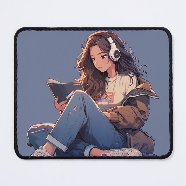 Aperçu de l'œuvre La fille qui adore les livres - Lecture de personnages de dessins animés créée et vendue par Ordinary Life Works.