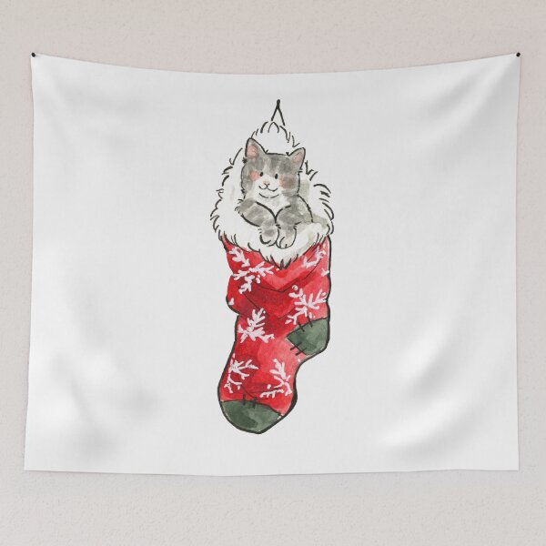Item preview, Christmas Grey Cat Sock  designed and sold by carlottamascolo.