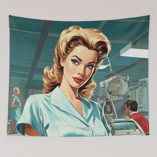Item preview, A Vintage Retro Illustration of a Nurse designed and sold by GoodOldVintage.