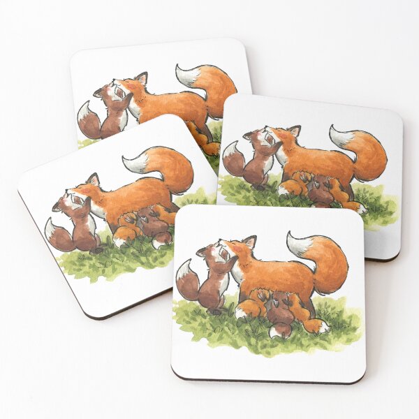 Item preview, Foxes Family Cute Watercolour Painting  designed and sold by carlottamascolo.
