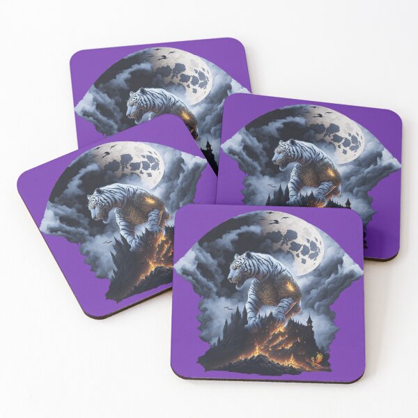 Item preview, Mythical White Tiger Conquering the Castle (Purple) designed and sold by AmaziaCo.