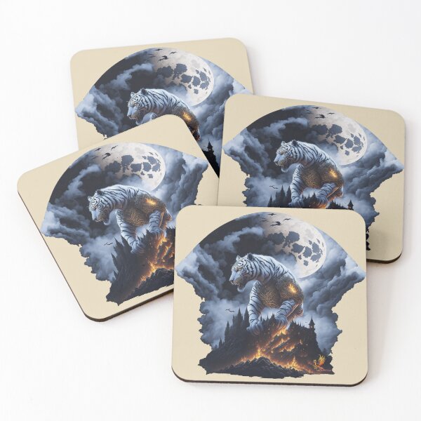 Item preview, Mythical White Tiger Conquering the Castle (Beige) designed and sold by AmaziaCo.