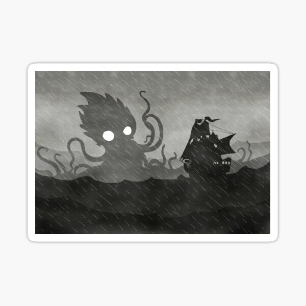 Rainy Ship & Kraken Sticker