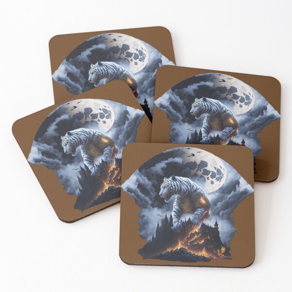 Item preview, Mythical White Tiger Conquering the Castle (Brown) designed and sold by AmaziaCo.