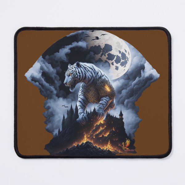 Item preview, Mythical White Tiger Conquering the Castle (Brown) designed and sold by AmaziaCo.