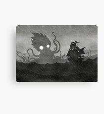 Rainy Ship & Kraken Canvas Print