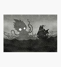 Rainy Ship & Kraken Photographic Print