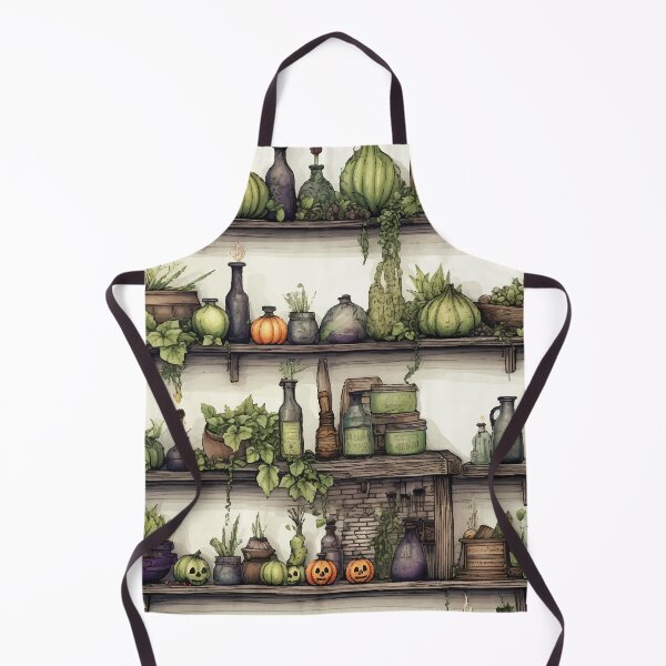 Item preview, Halloween ingredients on shelves in seamless pattern designed and sold by mlis.arts.