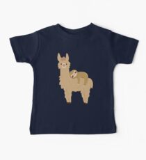 Adorable Sloth Relaxing on a Llama | Funny Llama Sloth Baby T-Shirt