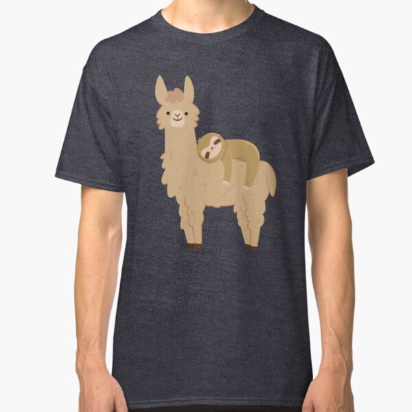 Adorable Sloth Relaxing on a Llama | Funny Llama Sloth Classic T-Shirt