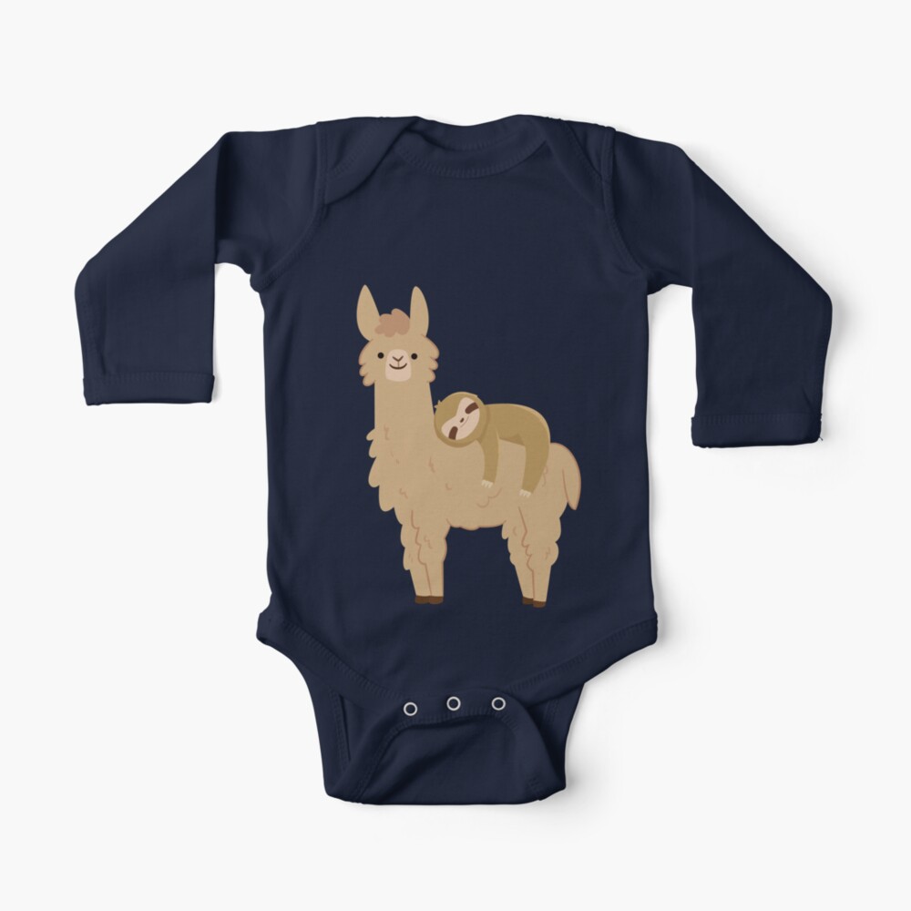 Adorable Sloth Relaxing on a Llama | Funny Llama Sloth Baby One-Piece