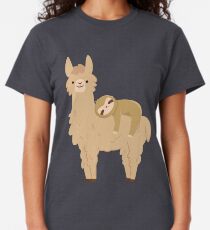 Adorable Sloth Relaxing on a Llama Classic T-Shirt