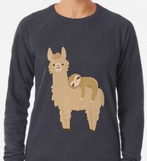 Entzückendes Sloth, das auf einem Lama sich entspannt Leichter Pullover