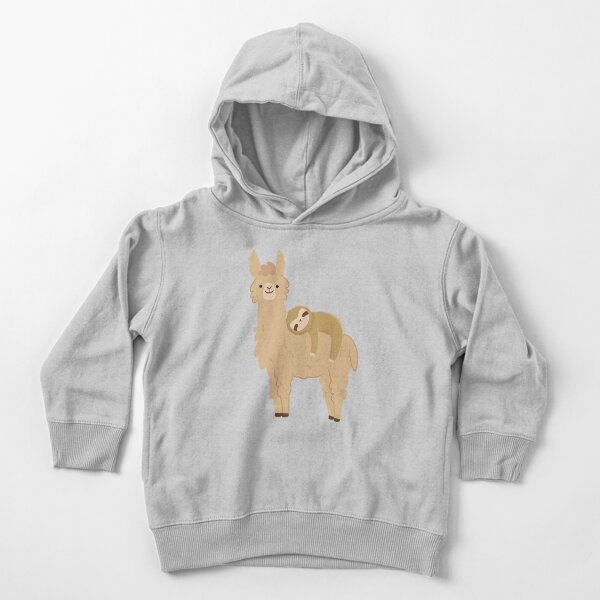 Adorable Sloth Relaxing on a Llama | Funny Llama Sloth Toddler Pullover Hoodie