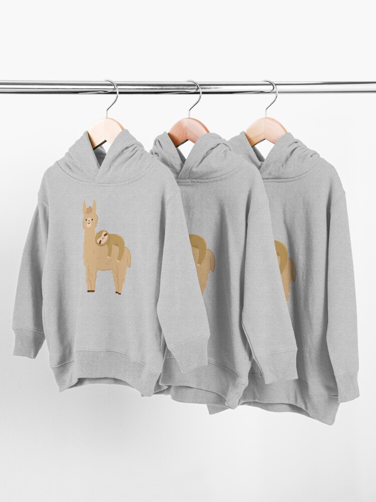 Alternate view of Adorable Sloth Relaxing on a Llama | Funny Llama Sloth Toddler Pullover Hoodie
