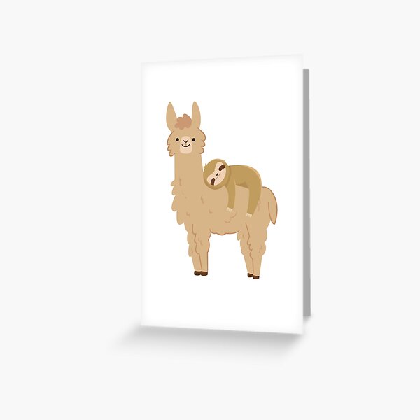 Adorable Sloth Relaxing on a Llama | Funny Llama Sloth Greeting Card